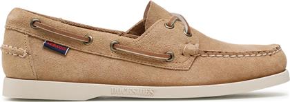 Sebago Docksides Flesh Out Suede Ανδρικά Boat Shoes σε Μπεζ Χρώμα
