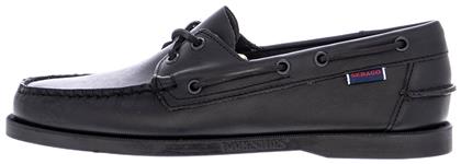 Sebago Docksides Portland Δερμάτινα Ανδρικά Boat Shoes σε Μαύρο Χρώμα