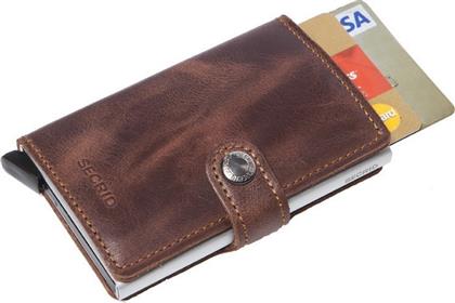 Secrid Miniwallet Vintage Δερμάτινο Ανδρικό Πορτοφόλι Καρτών με RFID και Μηχανισμό Slide Καφέ/Ασημί από το Epapoutsia