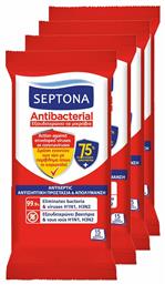 Septona Antibacterial Αντισηπτικά Μαντηλάκια Χεριών 4 x 15τμχ