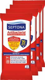 Septona Antibacterial Υγρά Μαντηλάκια 75% 4 x 15τμχ από το Pharm24