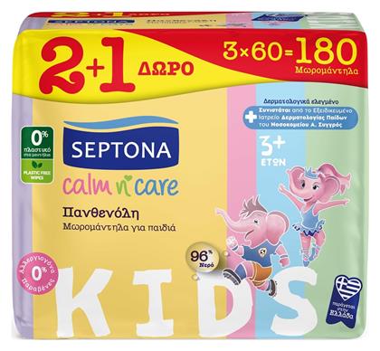 Septona Calm N' Care Panthenol Μωρομάντηλα χωρίς Οινόπνευμα & Parabens 3x60τμχ