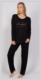 Sexen Χειμερινό Γυναικείο Σετ Πιτζάμας Βαμβακερό Μαύρο