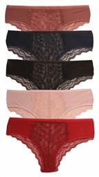 Sexen Donna Βαμβακερά Γυναικεία Brazil MultiPack με Δαντέλα Red/Pink/Black/Blue