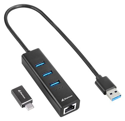 Sharkoon USB 3.2 Hub 4 Θυρών με σύνδεση USB-A / USB-C / Ethernet από το e-shop