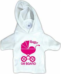 Σήμα Baby on Board Μπλουζάκι με Βεντούζα Καροτσάκι Λευκό