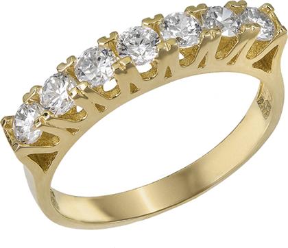 Σειρέ δαχτυλίδι Κ14 με λευκές πέτρες ζιργκόν 030472 030472 Χρυσός 14 Καράτια από το Kosmima24