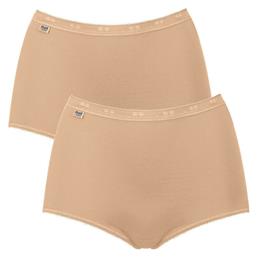 Sloggi Basic Maxi Βαμβακερά Ψηλόμεσα Γυναικεία Boxer 2Pack Μπεζ