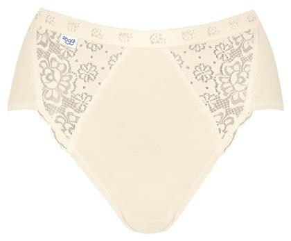 Sloggi Chic Midi Ψηλόμεσο Γυναικείο Slip με Δαντέλα Μπεζ από το Plus4u