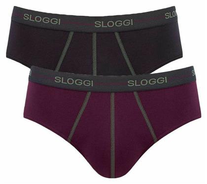 Sloggi Start Midi Ανδρικά Σλιπ Bordeaux / Black 2Pack από το Plus4u