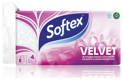 Softex Χαρτί Υγείας Velvet 8 Ρολά 4 Φύλλων 103gr