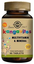 Solgar Kangavites Complete Multivitamin & Mineral Formula Πολυβιταμίνη Tropical Punch 60 μασώμενες ταμπλέτες