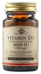 Solgar Vitamin D3 Βιταμίνη 4000iu 60 φυτικές κάψουλες