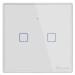 Sonoff TX T1 Χωνευτός Διακόπτης Τοίχου Αφής Wi-Fi Φωτισμού Διπλός με Πλαίσιο Λευκός