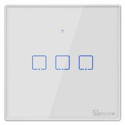 Sonoff TX T2 Εξωτερικός Διακόπτης Τοίχου Αφής Wi-Fi Φωτισμού Τριπλός με Πλαίσιο Λευκός