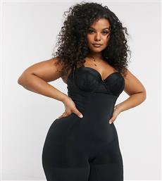 Spanx Curve Oncore mid-thigh super firm shaping bodysuit in black από το Asos