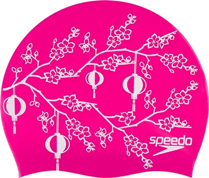 Speedo Slogan Print 8083853087 Σκουφάκι Κολύμβησης Ενηλίκων από Σιλικόνη Ροζ