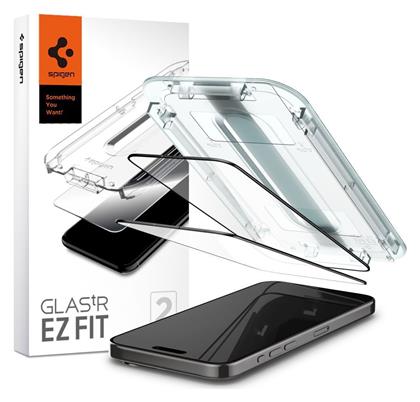 Spigen Full Face Tempered Glass 0.58mm 2τμχ Μαύρο (iPhone 15 Pro Max)