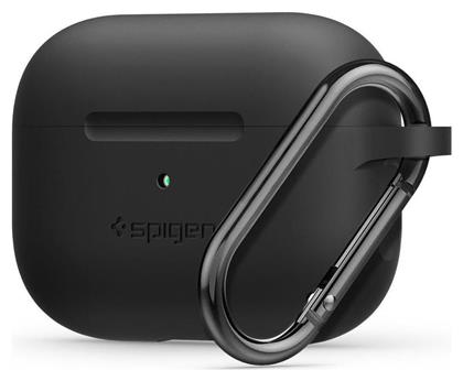 Spigen Silicone Fit with Carabiner Pro Θήκη Σιλικόνης με Γάντζο σε Μαύρο χρώμα για Apple AirPods Pro