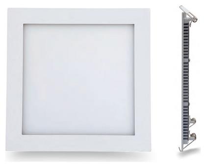 Spot Light Τετράγωνο Μεταλλικό Χωνευτό Σποτ με Ενσωματωμένο LED και Θερμό Λευκό Φως 6W 600lm σε Λευκό χρώμα 12x12cm από το Polihome