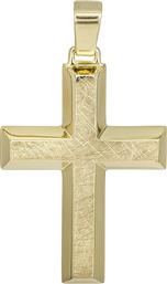 Σταυροί Βάπτισης - Αρραβώνα Χρυσός σταυρός Κ14 για αγόρι ματ-λουστρέ 028627 028627 Ανδρικό Χρυσός 14 Καράτια