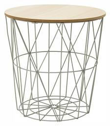 Στρογγυλό Βοηθητικό Τραπεζάκι από Μασίφ Ξύλο Φυσικό Μ40xΠ40xΥ41εκ.