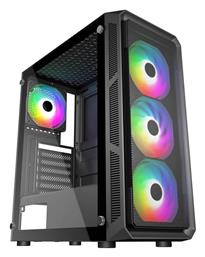 Supercase 19a Series Hermes Gaming Midi Tower Κουτί Υπολογιστή με Πλαϊνό Παράθυρο και RGB Φωτισμό Μαύρο