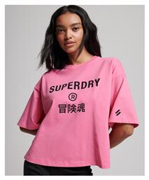 Superdry Code Core Γυναικείο Αθλητικό T-shirt Marne Pink