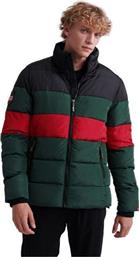 Superdry Colour Stripe Ανδρικό Μπουφάν Puffer για Χειμώνα Dark Forest από το Factory Outlet