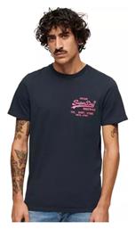 Superdry D2 Ovin Neon Vl T-shirt Navy Μπλε