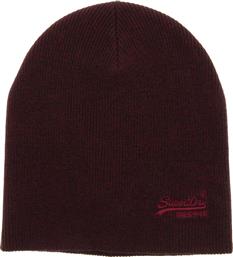 Superdry Label Beanie Ανδρικός Σκούφος με Rib Πλέξη Cranberry Grit