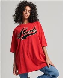 Superdry Ovin Vintage Collegiate Γυναικείο Oversized T-shirt Rebel Red