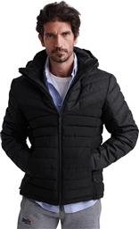 Superdry Puffer Μαύρο Tweed Mix Fuji Μπουφάν Με Κουκούλα από το Clodist