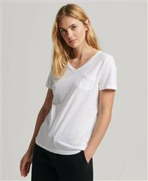 Superdry Studios Pocket Γυναικείο T-shirt με V Λαιμόκοψη Λευκό από το Plus4u