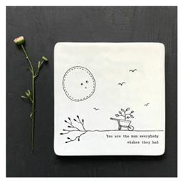 Synchronia You Are The Mum Σουβέρ Κεραμικό Λευκό 10x10cm από το EasyU