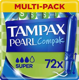 Tampax Ταμπόν Compak Pearl με Απλικατέρ για Αυξημένη Ροή 72τμχ