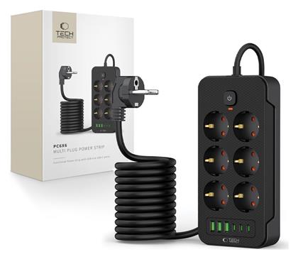Tech-Protect Πολύπριζο 6 Θέσεων με 3 USB-A, 3 USB-C και Καλώδιο 2m