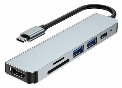 Tech-Protect V4-HUB USB 3.0 Hub 3 Θυρών με σύνδεση USB-C & Θύρα Φόρτισης Γκρι