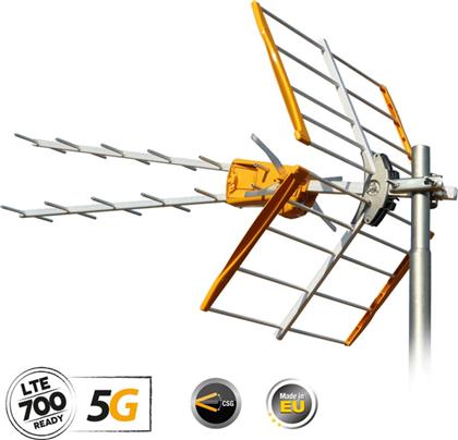 Televes V Zenit 5G LTE UHF (21-48) Εξωτερική Κεραία Τηλεόρασης (δεν απαιτεί τροφοδοσία) σε Πορτοκαλί Χρώμα Σύνδεση με Ομοαξονικό (Coaxial) Καλώδιο από το e-shop