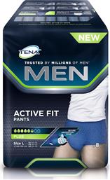 Tena Men Active Fit Plus Πάνες Βρακάκι Ακράτειας Large σε Μπλε Χρώμα 8τμχ