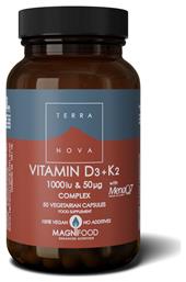 TerraNova D3 + K2 1000iu & 50ug Βιταμίνη για Ανοσοποιητικό 1000iu 50 φυτικές κάψουλες