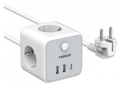 Tessan Smart Πολύπριζο 3 Θέσεων με 2 USB-A, 1 USB-C, Διακόπτη και Καλώδιο 2m