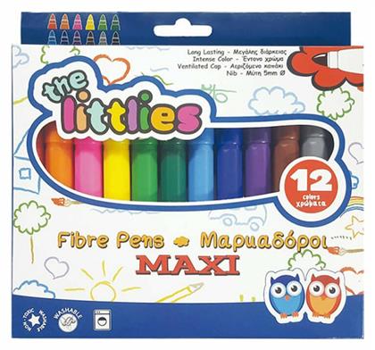 The Littlies Fibre Pens Πλενόμενοι Μαρκαδόροι Ζωγραφικής Χονδροί σε 12 Χρώματα