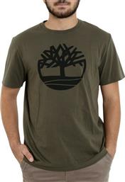 Timberland Brand Tree Ανδρικό T-shirt Χακί Με Λογότυπο από το Altershops