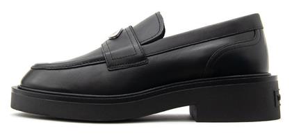 Tommy Hilfiger Δερμάτινα Γυναικεία Loafers σε Μαύρο Χρώμα