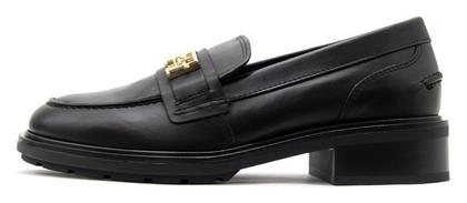 Tommy Hilfiger Δερμάτινα Γυναικεία Loafers σε Μαύρο Χρώμα