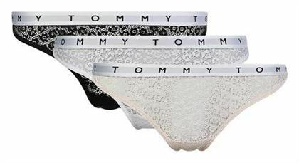 Tommy Hilfiger Γυναικεία String 3Pack με Δαντέλα Black/White/Pale Pink από το Tres Chic