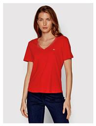 Tommy Hilfiger Γυναικείο T-shirt με V Λαιμόκοψη Κόκκινο από το Modivo