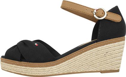 Tommy Hilfiger Iconic Elba Sandal Καλοκαιρινές Γυναικείες Πλατφόρμες Μαύρες