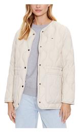 Tommy Hilfiger Κοντό Γυναικείο Puffer Μπουφάν για Χειμώνα Μπεζ